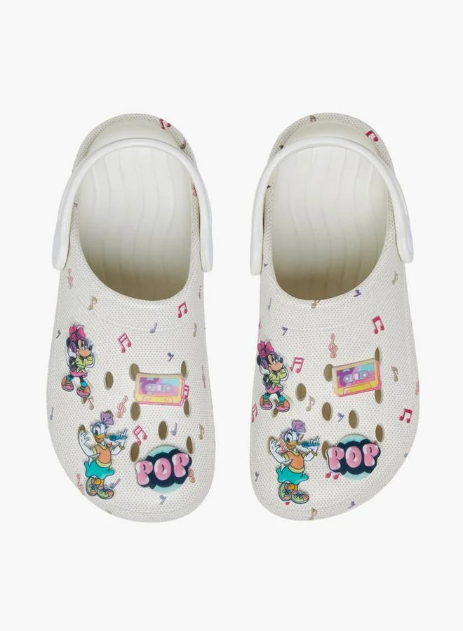 Disney Girls Minnie and Friends Print Backstrap Clogs